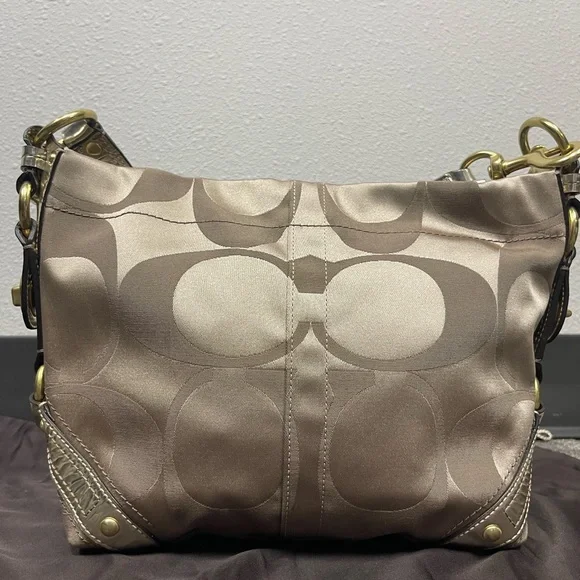 Brand New, Never Used Coach Carly Gold & Jacquard Signature “C” Hobo Bag - Picture 2 of 13